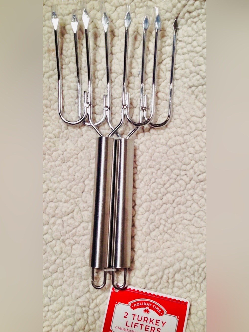 Holiday Time Stainless Steel Turkey Lifter Set of 2 Brand New w/Tags